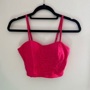 Hot Pink Lace Crop Top